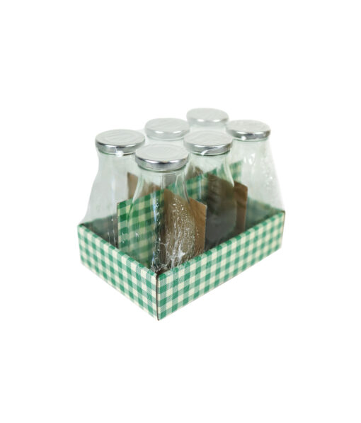 Glass Bottle with Tin Lid 300ml 6pk