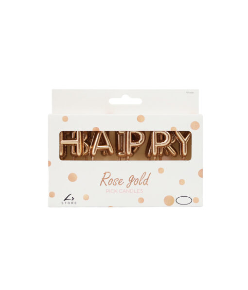 Rose Gold Foil Balloon Happy Birthday Pick Candles