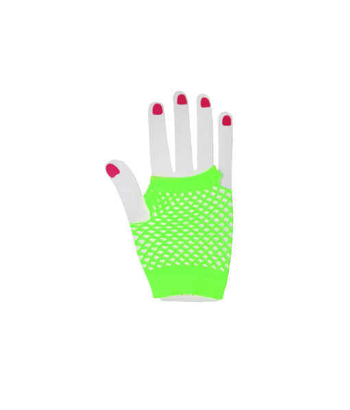 Neon Green Fishnet Short Gloves