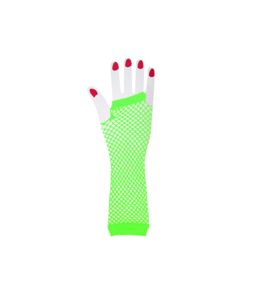 Neon Green Fishnet Long Gloves