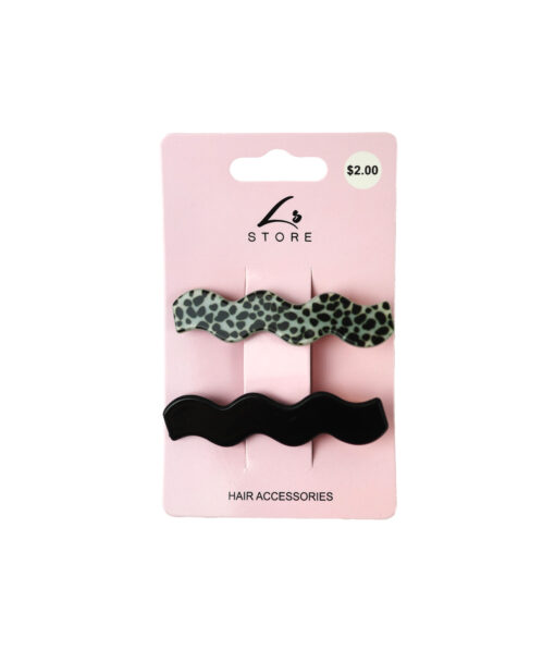 Black Wave Design Hair Clip Set 2pk