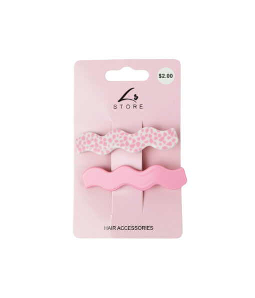 Pink Wave Design Hair Clip Set 2pk