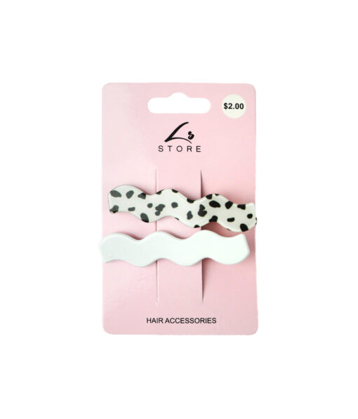 White Wave Design Hair Clip Set 2pk