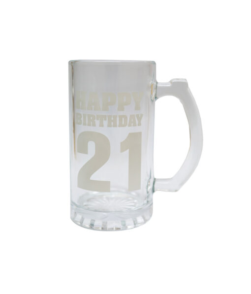 Happy Birthday 21 Beer Glass Mug