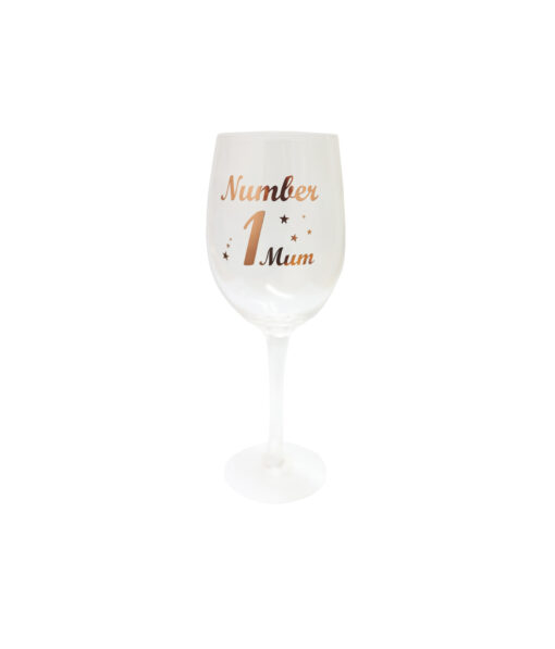 Number 1 Mum Clear Stem Wine Glass