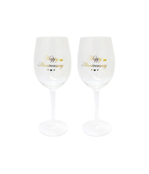 Anniversary Clear Stem Wine Glass Set