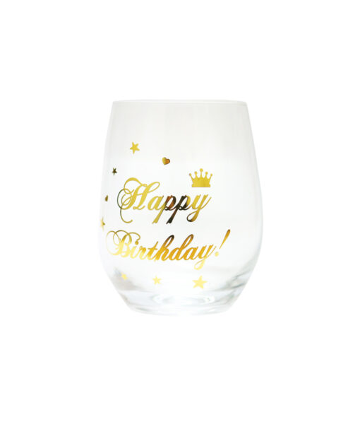 Happy Birthday Stemless Wine Glass