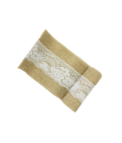 Gunny Table Runner With Lace 15X240cm