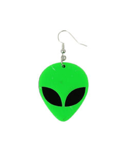 Neon Green Alien Earrings 5.5 x 3cm