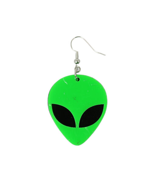 Neon Green Alien Earrings 5.5 x 3cm