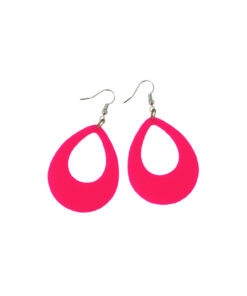 Neon Pink Oval Earrings 6.5 x 3.8cm