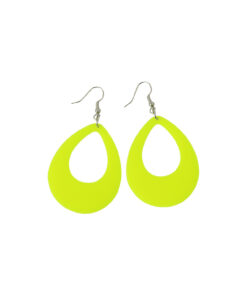 Neon Yellow Oval Earrings 6.5 x 3.8cm