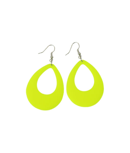 Neon Yellow Oval Earrings 6.5 x 3.8cm