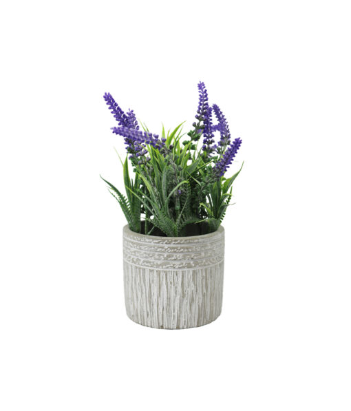 Artificial Lavender in Cement Pot 10 x 10 x 23cm