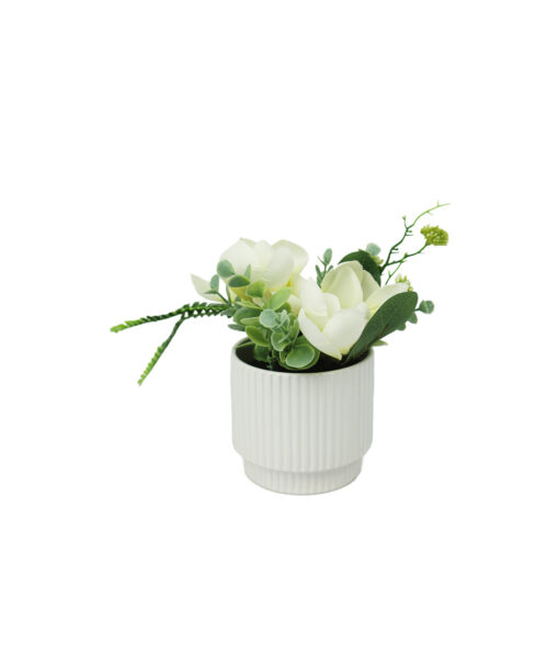 White Artificial Magnolia with Ceramic Pot 10 x 10 x 18cm