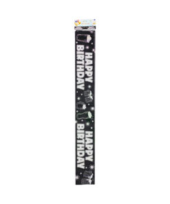 Black Happy Birthday Foil Banner 11 x 260 cm