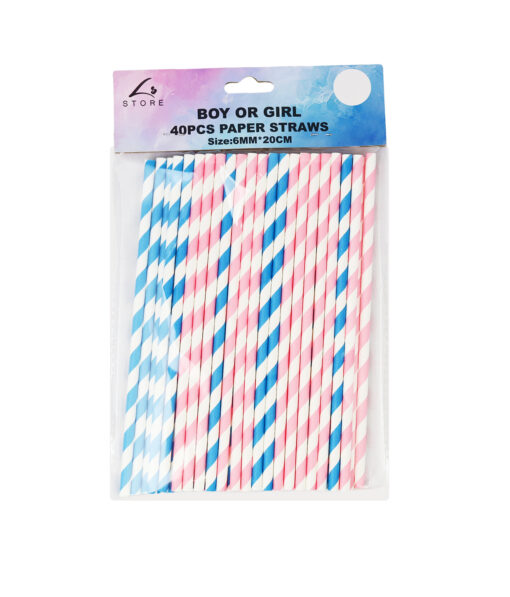 Boy or Girl Paper Straws 40pcs