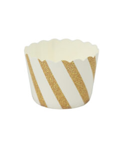 White With Gold Stripe Baking Cup 6 x 4.5cm 24pcs