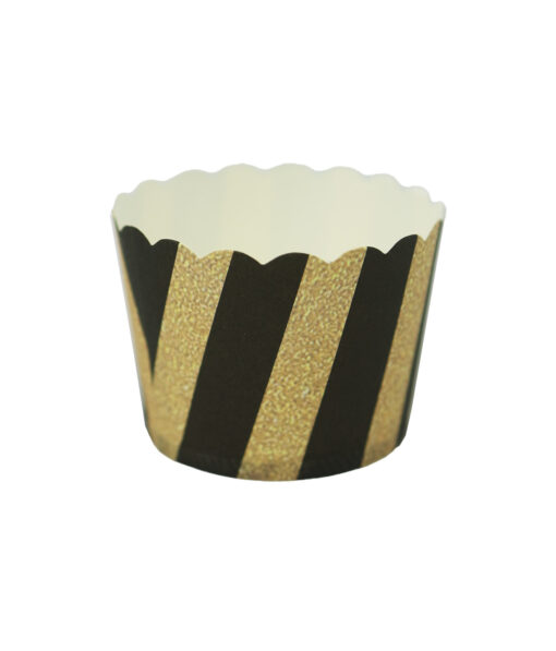 Black With Gold Stripe Baking Cup 6 x 4.5cm 24pcs