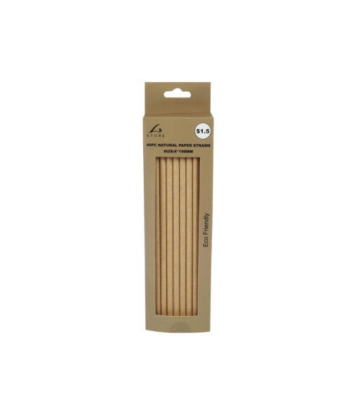 Kraft Natural Paper Straws 6x198mm 40pc