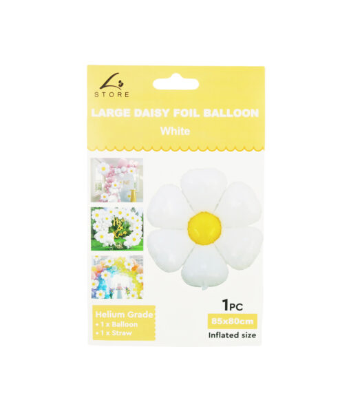 White Large Daisy Foil Balloon 1pc