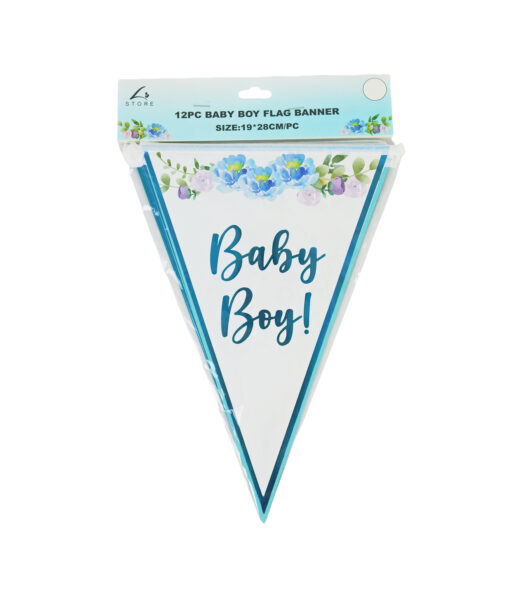 Baby Boy Hot Stamping Flag Banner 19X28cm 12pc