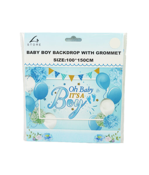 Baby Boy Backdrop with Grommet 100x150cm