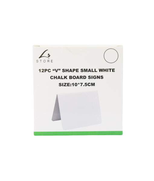 "V" Shaped PVC Small White Chalk Board Signs 12pc 10x7.5cm