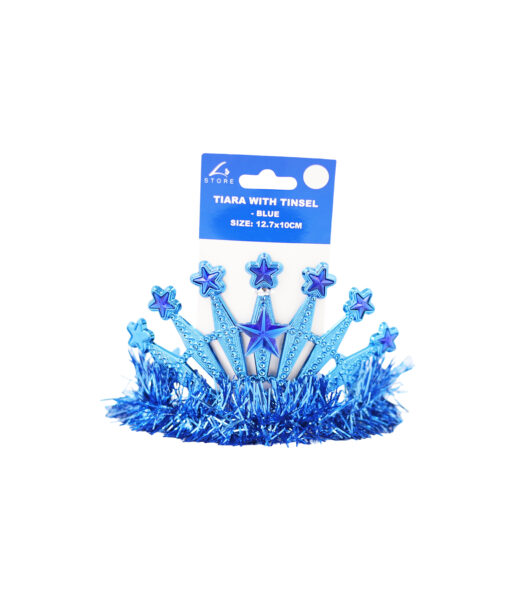 Blue Tiara With Tinsel 12.7x10cm