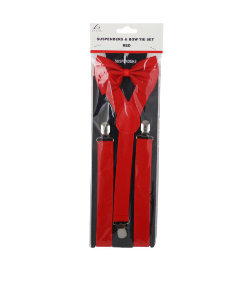 Red Suspensder and Bow Tie