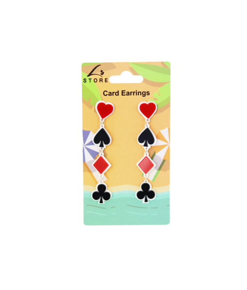 Red Black Card Earrings 9cm