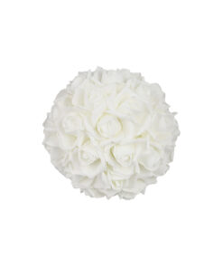 White Artificial Craft Rose Ball 18cm