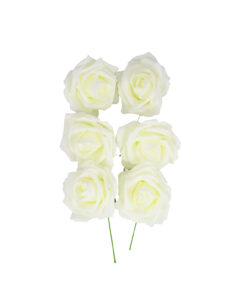 Ivory Rose Artificial Craft Flower 6pc 10cm