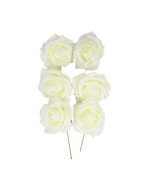 Ivory Rose Artificial Craft Flower 6pc 10cm