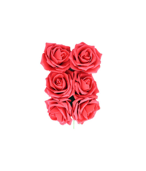 Red Rose Artificial Craft Flower 6pc 10cm