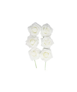 White Rose Artificial Craft Flower 6pc 10cm