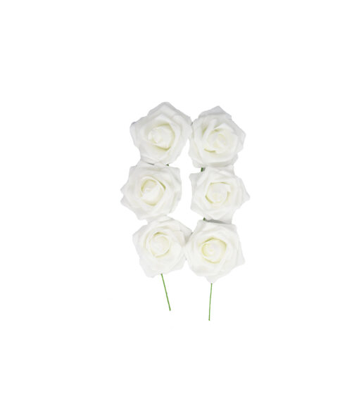 White Rose Artificial Craft Flower 6pc 10cm