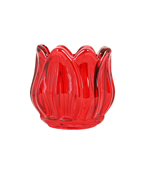 Flower Red Glasses Candle Holder Height 68mm