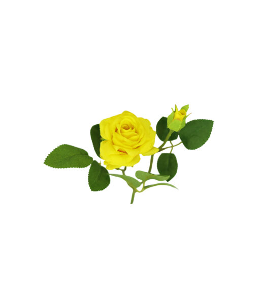 Yellow Artificial Rose 2 Head 46cm