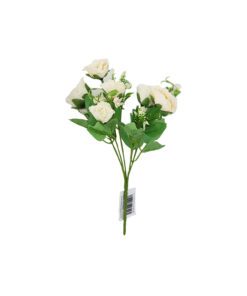 White Rose Artificial Bouquet 5 Branch 30cm