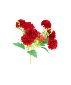 Dark Red Pompon Chrysanthemum Artificial Bouquet 5 Branch 32cm