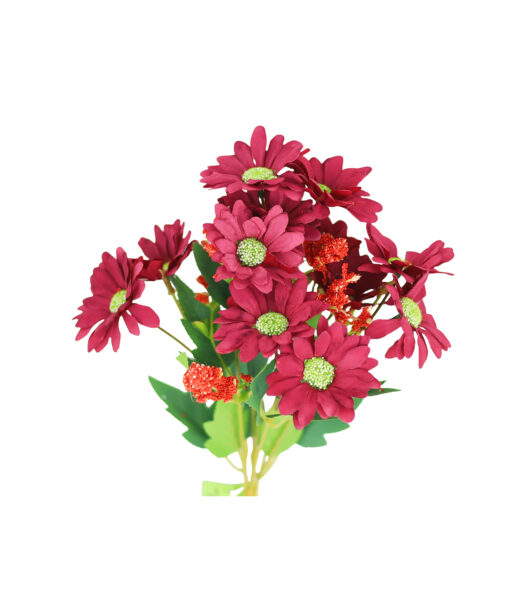 Dark Red Chrysanthemum Artificial Bouquet 7 Branch 37cm