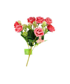 Pink Rose Artificial Bouquet 5 Branch 31cm