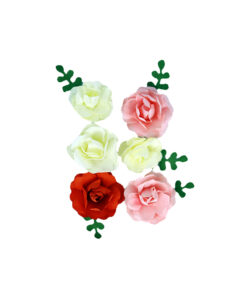 Orange+Peach Artificial Craft Rose Flowers 6pc 4.5cm