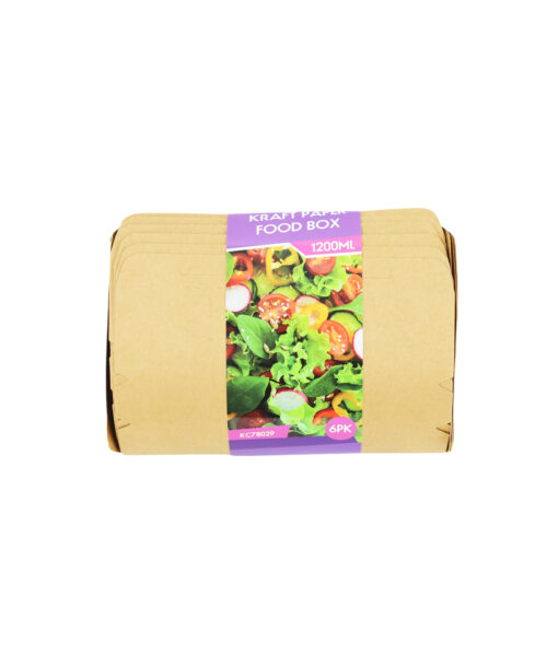 Kraft Paper Food Box 1200ml 6pk 18 x 12 x 5 cm