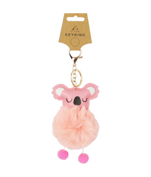 Pink Koala PomPom Keyring