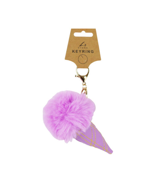 Purple Ice Cream PomPom Keyring