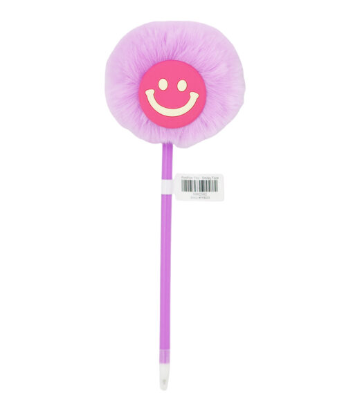 Purple Smiley Face PomPom BallPoint Pen