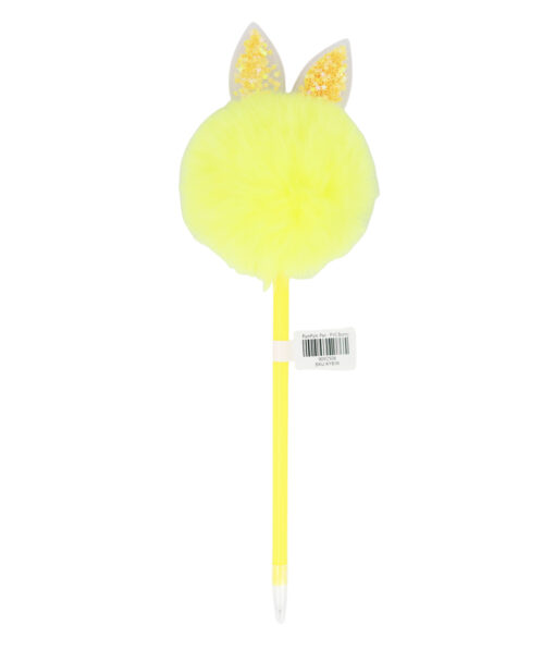 Yellow PVC Bunny PomPom BallPoint Pen