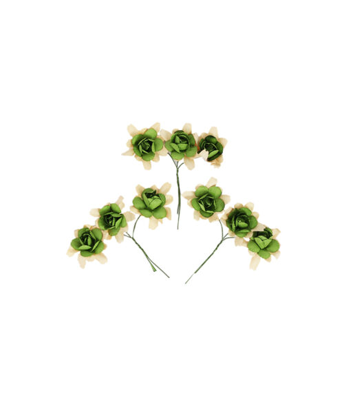 Green Artificial Craft Rose Flowers 9pc 4.5cm